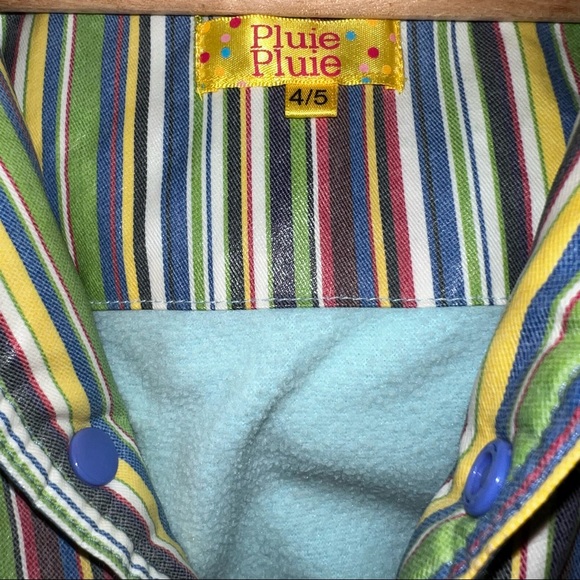 Pluie Pluie Striped Fleece Lined Hood Rain Jacket Coat Girls Boys Unisex Sz 4/5 - Picture 3 of 5